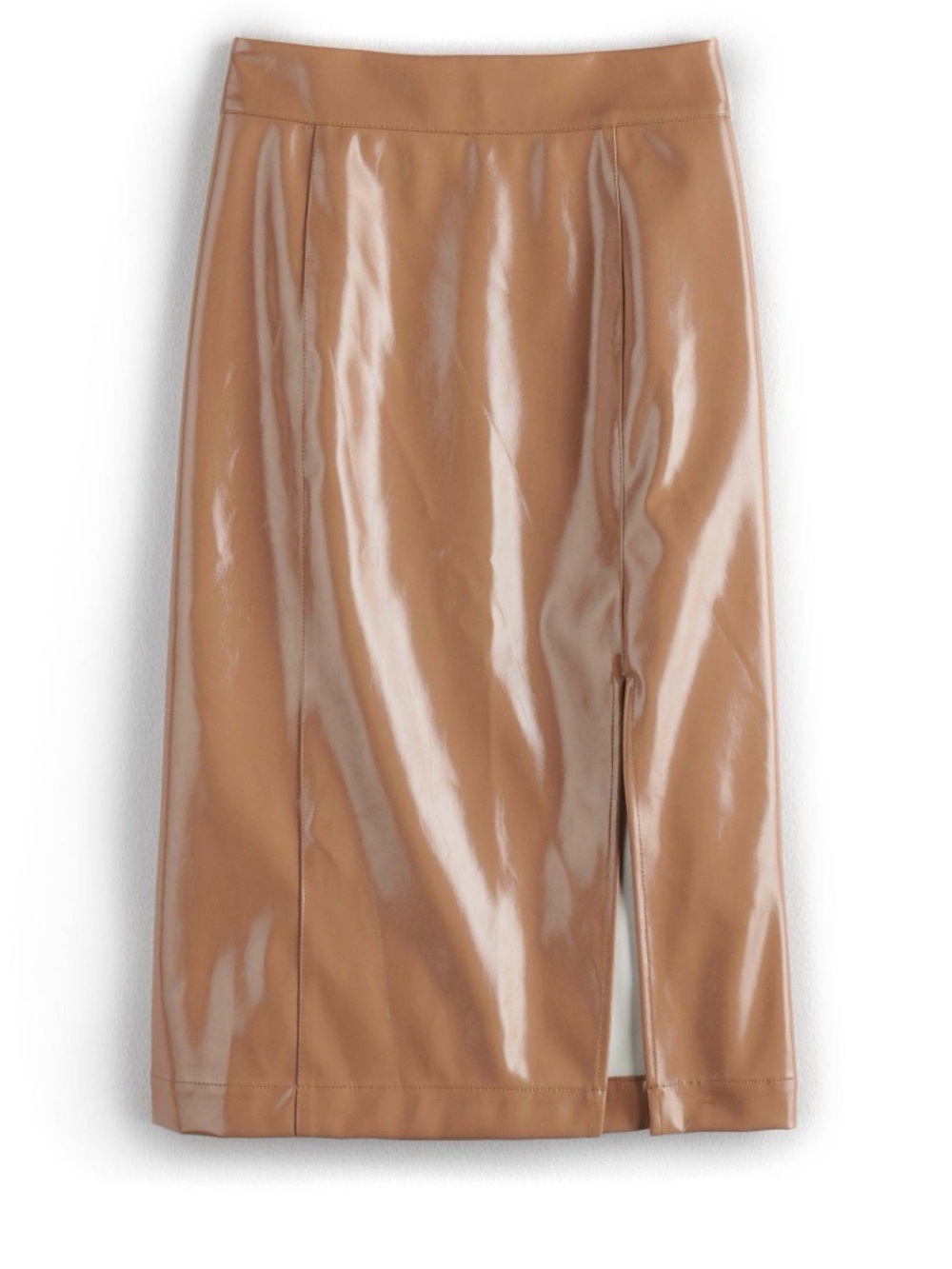 **NEW**  Vegan Leather Midi Pencil Skirt in Camel